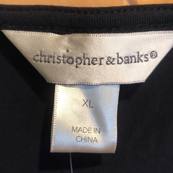 New Christopher & Banks Dark Navy Short Sleeve Top - Picture 2 of 6
